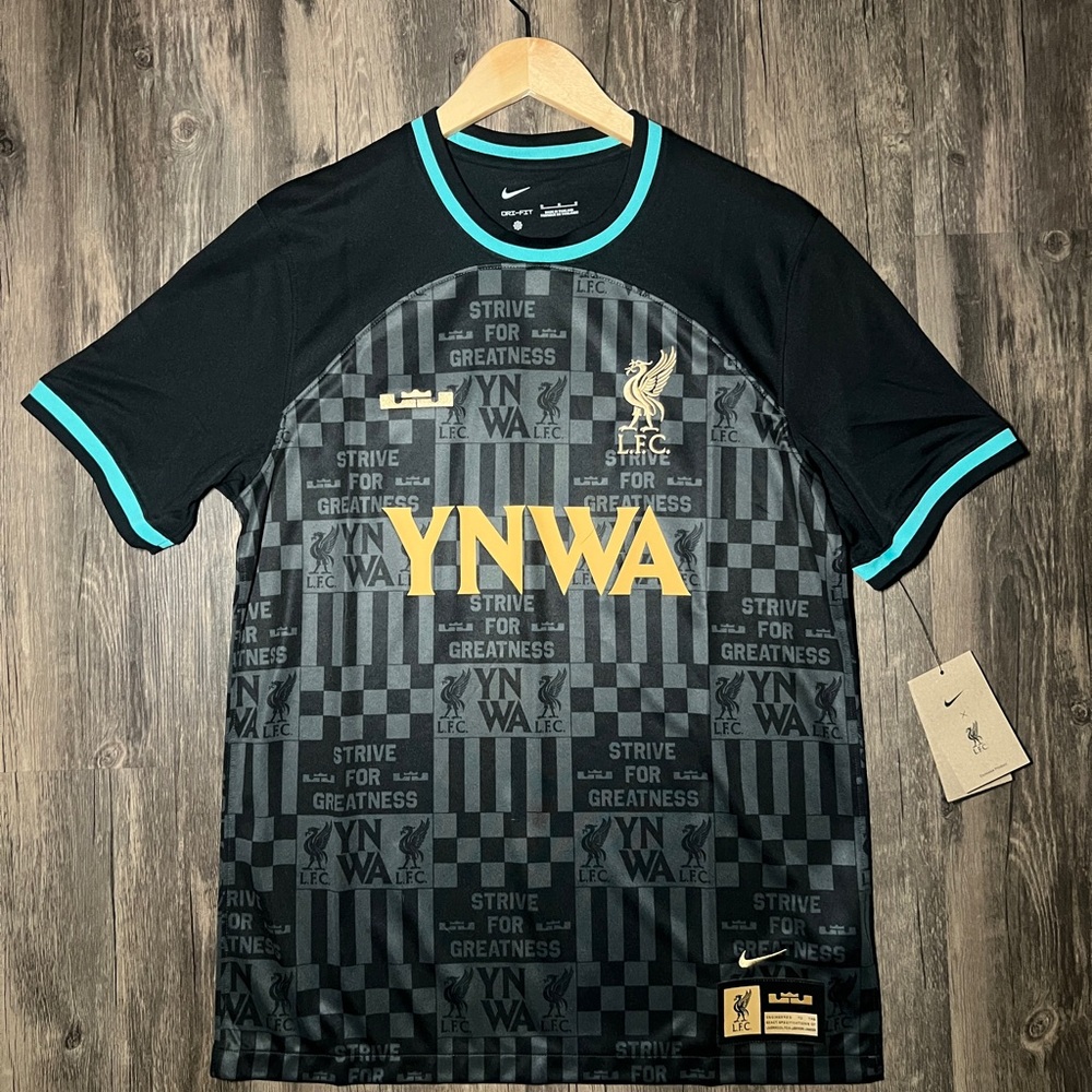Nike Black and Gold Liverpool FC Men's Jersey